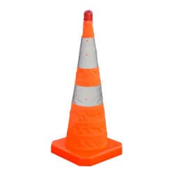 Cône de signalisation de chantier pliant lumineux