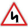 Panneau succession de virages dont le premier est à gauche - A1d