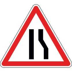 Panneau chaussée rétrécie par la droite - A3a