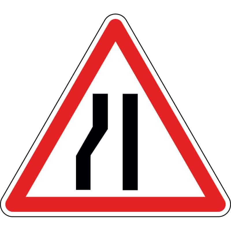 Panneau chaussée rétrécie par la gauche - A3b