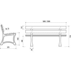 Banc public en bois exotique ou bois de pin - Madrid
