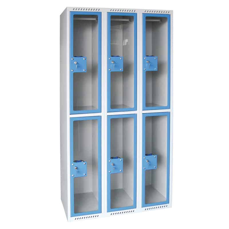 Vestiaire L750L à porte plexi de 2 colonnes, 2 cases par colonne de 30cm