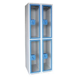Vestiaire L750L à porte plexi de 2 colonnes, 2 cases par colonne de 30cm