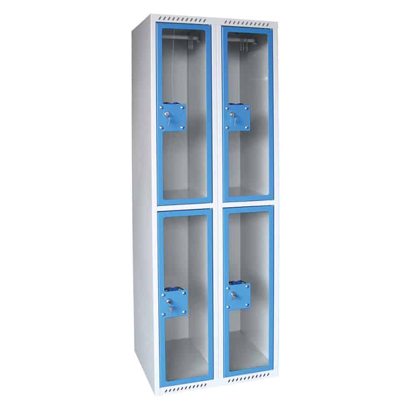 Vestiaire L750L à porte plexi de 2 colonnes, 2 cases par colonne de 30cm