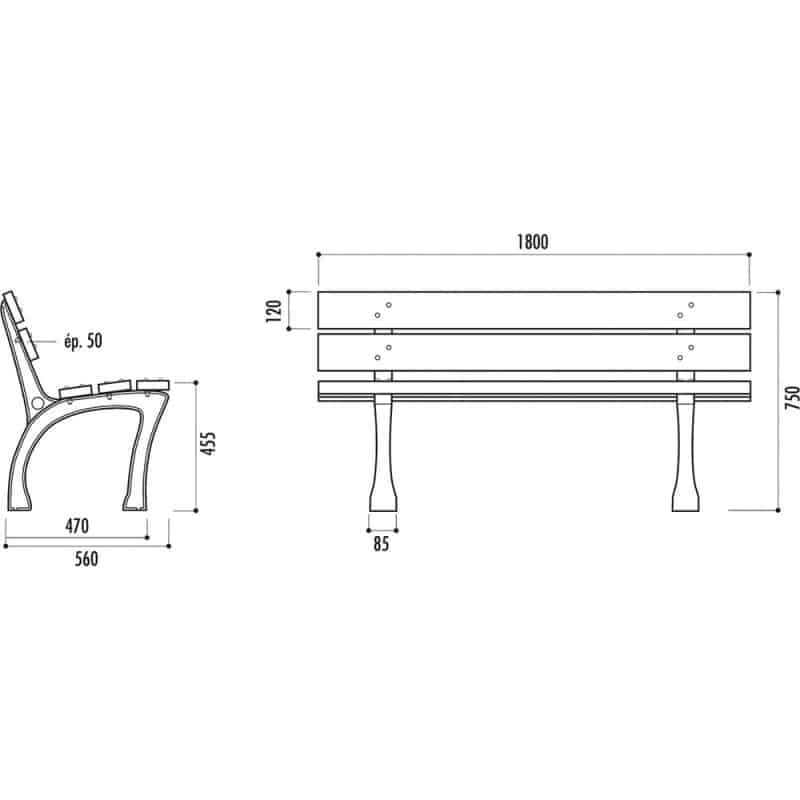 Banc urbain en plastique recyclé Glasgow