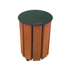 Poubelle de ville ronde en bois exotique Vigo