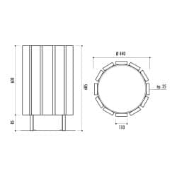 Poubelle de ville ronde en pin Trèves