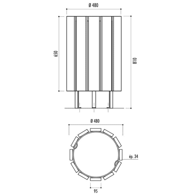 Corbeille de ville en bois Boston
