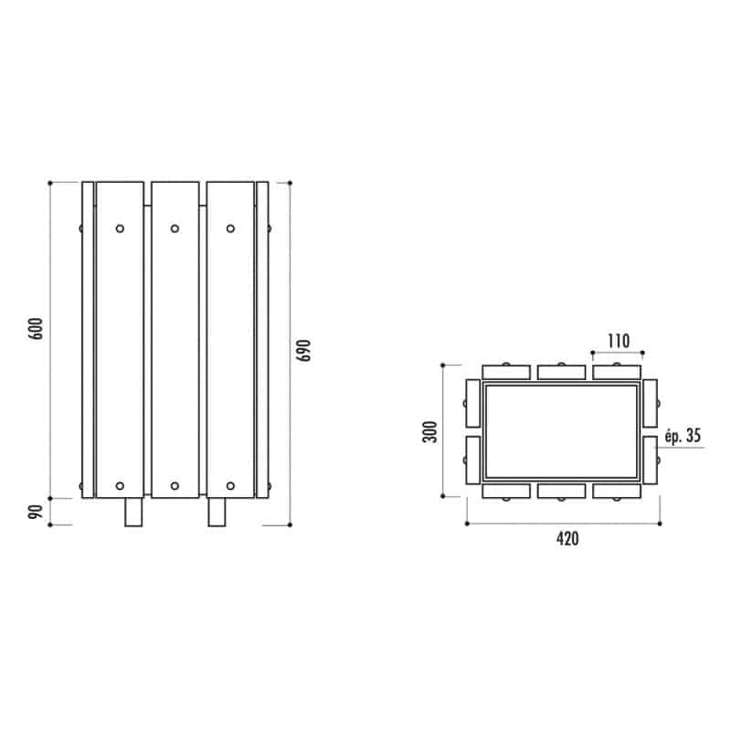 Poubelle de ville en plastique recyclé sans couvercle