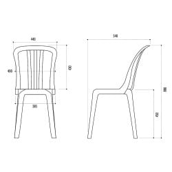 Chaise bistrot empilable plastique Miami