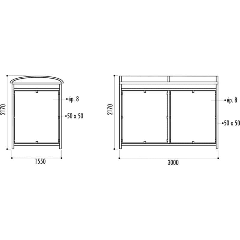 Abri bus Savone + paroi coupe vent à gauche