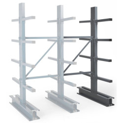 Rayonnage à bras Cantilever - 2 faces - 4 niveaux - Charge mi-lourde