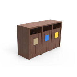 Poubelle tri sélectif en plastique recyclé 2 ou 3 bacs - Picco