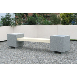 Banc béton avec jardinières - Acajou