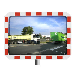 Miroir entrepôt et logistique 90° rouge et blanc - Prémium