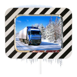 Miroir routier réglementaire 90° cadre bois - Premium antigivre