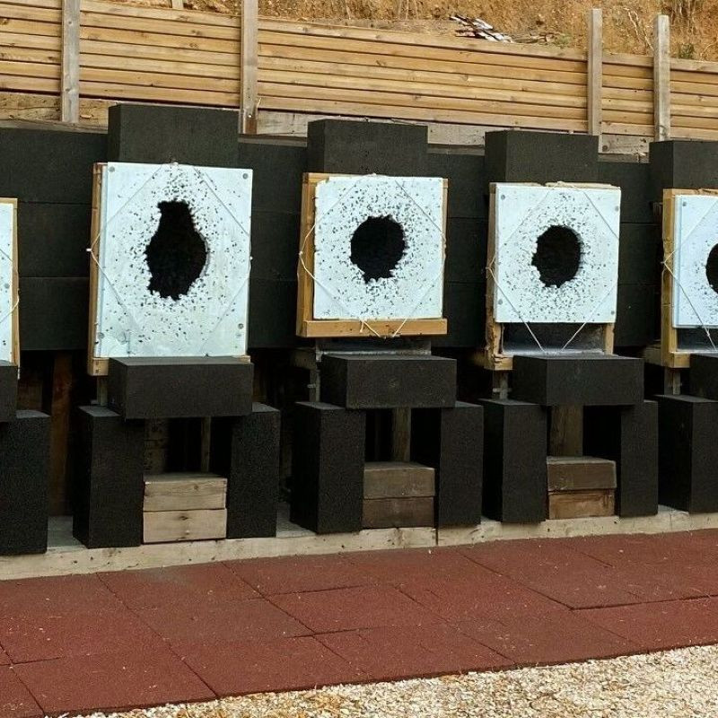 Piège à balle pour stand de tir en caoutchouc anti ricochets Hexbloc