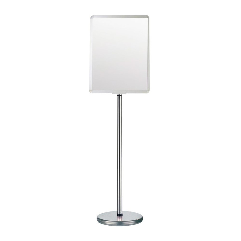 Poteau d'info télescopique chromé + panneau vertical ou horizontal