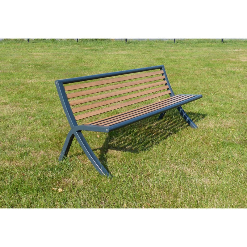 Banc urbain en compact stratifié et pied acier - Bordeaux