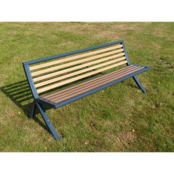 Banc urbain en compact stratifié et pied acier - Bordeaux