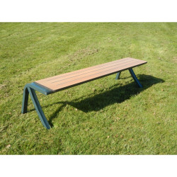 Banquette de ville en compact stratifié Teck et pied acier - Bergerac