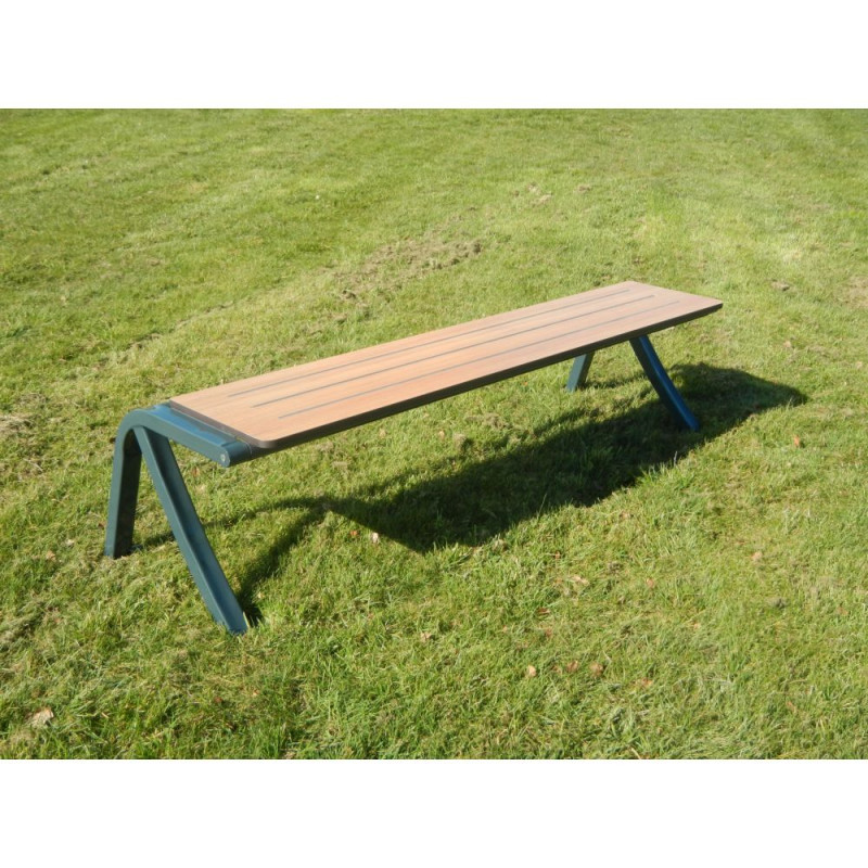 Banquette de ville en compact stratifié Teck et pied acier - Bergerac