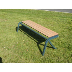 Banquette de ville en compact stratifié Teck et pied acier - Bergerac