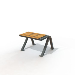 Assise extérieure en compact stratifié Teck et pied acier - Bergerac