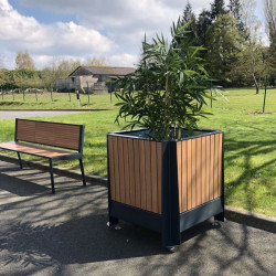 Bac à palmier en compact stratifié Teck + acier - Léognan