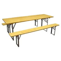 Table pliante &amp; 2 bancs pliants bois - Salle des fêtes &amp; Réfectoire