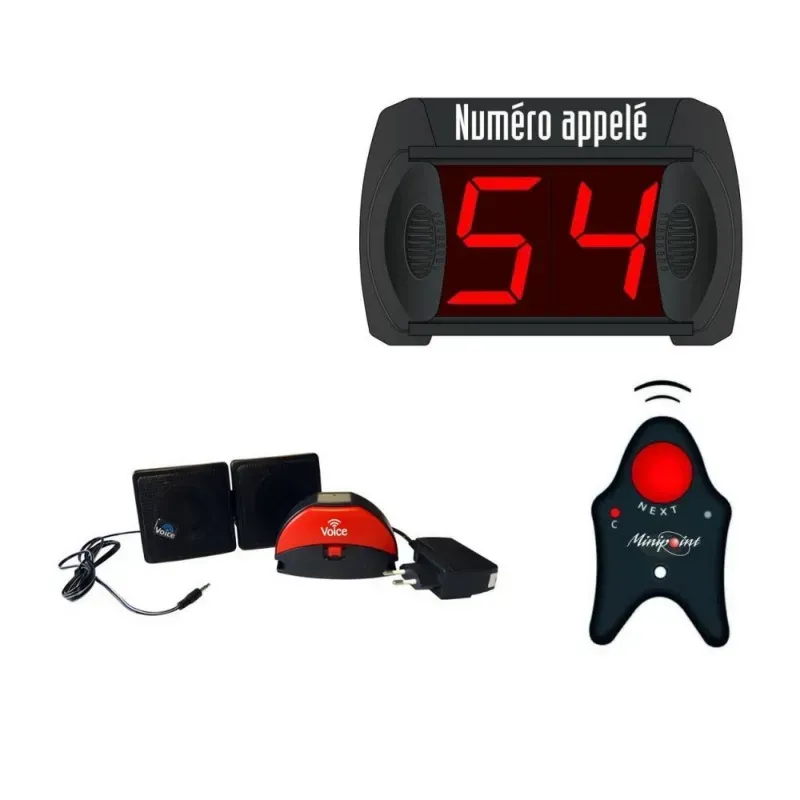 Pack afficheur file d'attente 2 chiffres + appel vocal