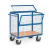 Chariot container grillagé avec couvercle