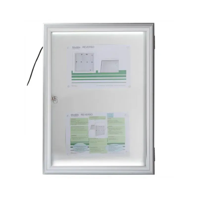 Vitrine d'extérieur murale couleur éclairage led - Planorga Reverso
