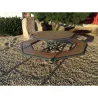 Table de pique nique octogonale en compact stratifié Teck + acier