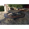 Table de pique nique octogonale en compact stratifié Teck + acier