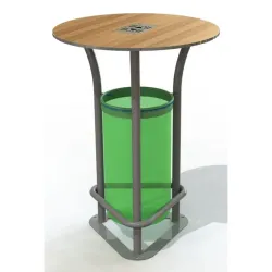 Poubelle d'extérieur en compact stratifié Teck + acier - Metz