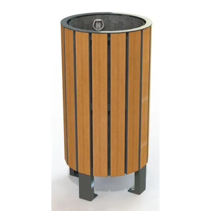 Poubelle de ville en compact stratifié Teck + acier - Nice