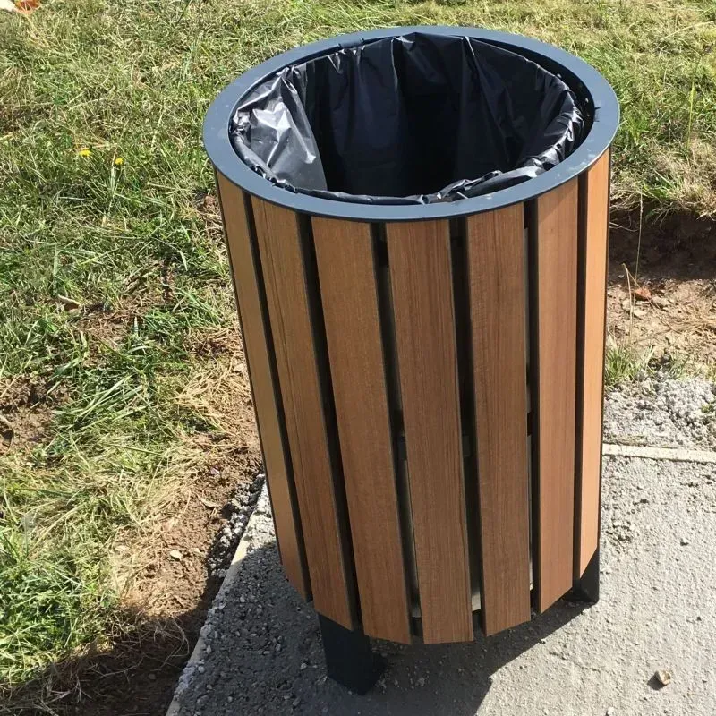 Poubelle de ville en compact stratifié Teck + acier - Nice