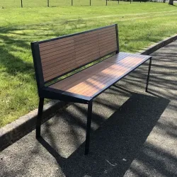 Banc public en compact stratifié Teck + acier - Cahors