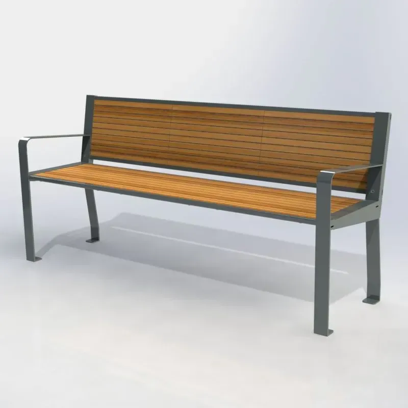 Divan de ville en compact stratifié Teck + acier - Cahors