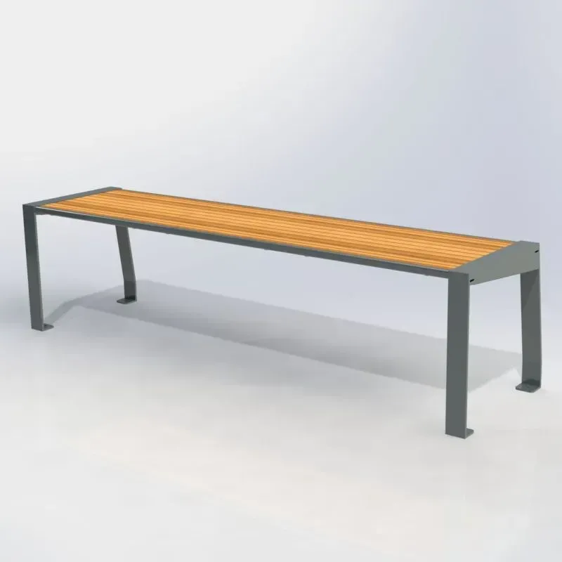 Banquette de ville en compact stratifié Teck + acier - Cahors