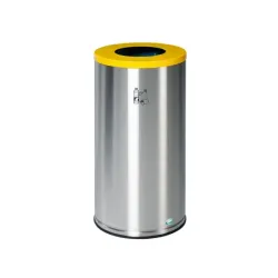 Poubelle ronde inox de tri sélectif  70 litres couvercle couleur