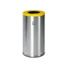 Poubelle ronde inox de tri sélectif  70 litres couvercle couleur