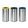 Poubelle ronde inox de tri sélectif  70 litres couvercle couleur