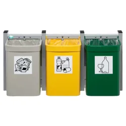 Poubelle murale tri selectif 3 compartiments 15 litres