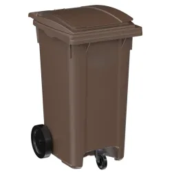 Bac poubelle déchets organiques 3 roues 240L marron - Sulo