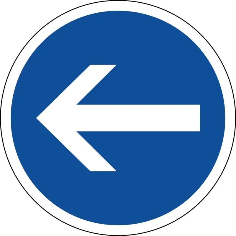 Panneau obligation de tourner à gauche avant le panneau - B21-2