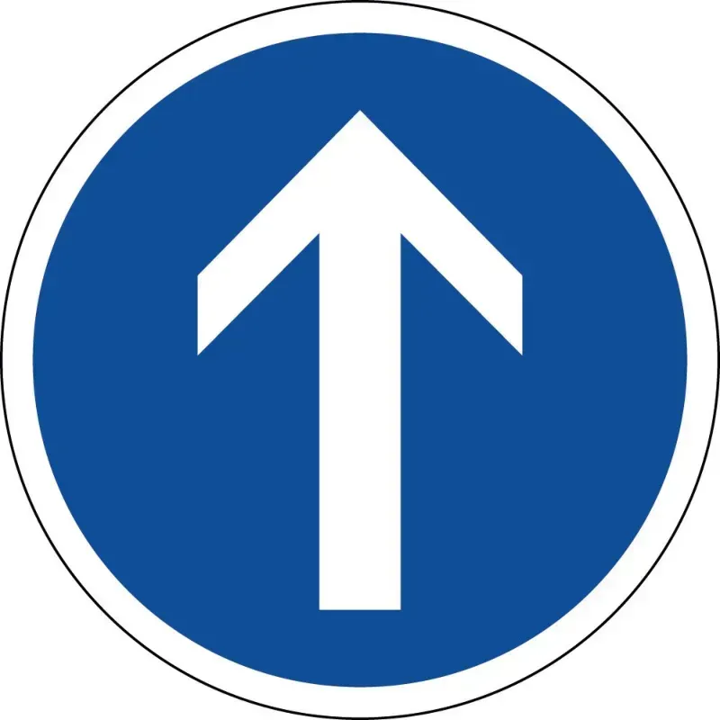 Panneau B21b - Direction obligatoire tout droit