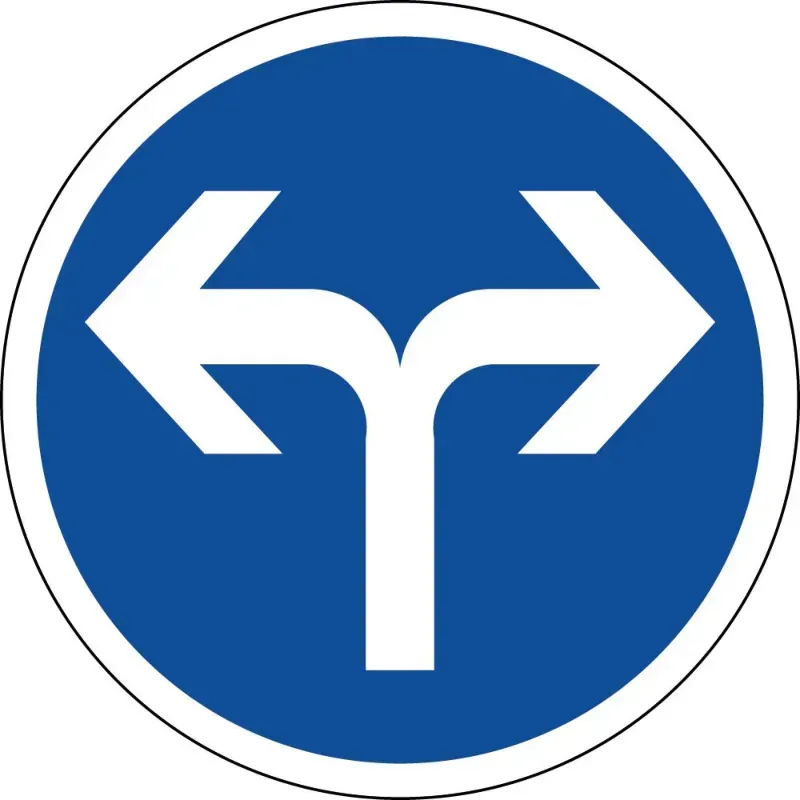 Panneau B21e - Direction obligatoire à droite ou à gauche