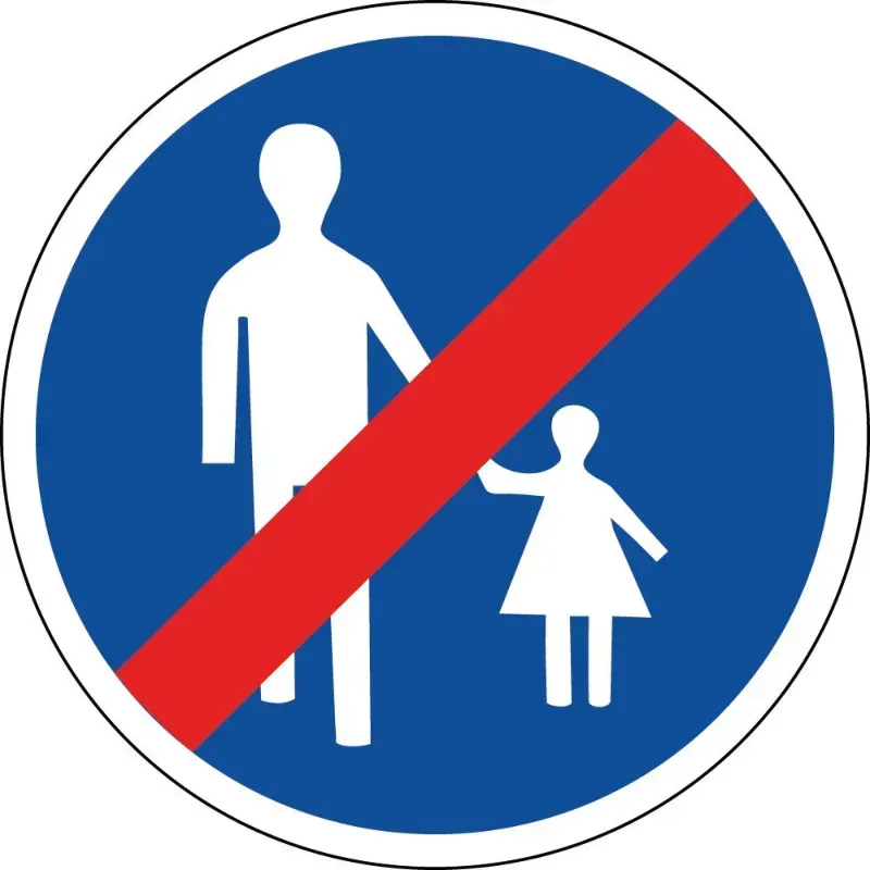 Panneau fin de chemin obligatoire pour piétons - B41